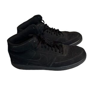 Nike Court Vision Mid Men's 13 Matte Black on Black High-Top Sneakers Streetwear